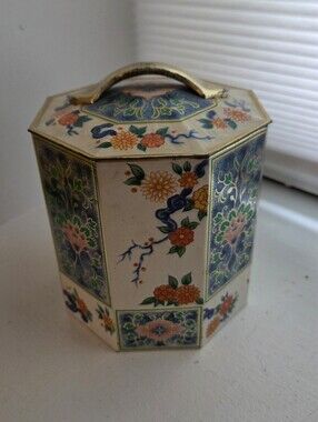 Vintage Baret Ware Tin Container Made in England Octagonal Tin  B35